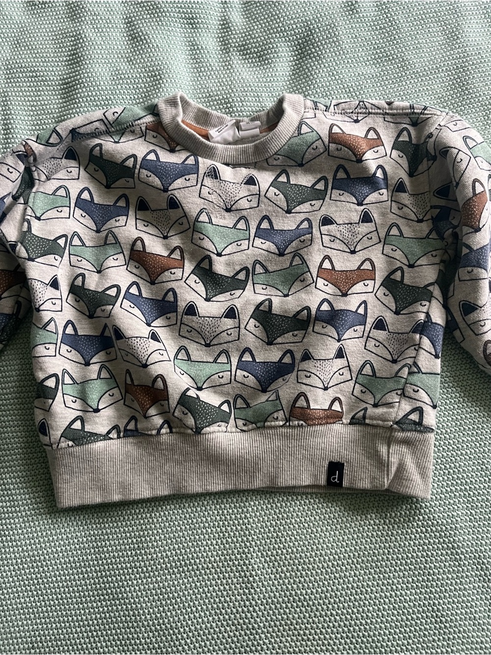 deux par deux Sweatshirt with Blue, Green & Brown Fox Faces